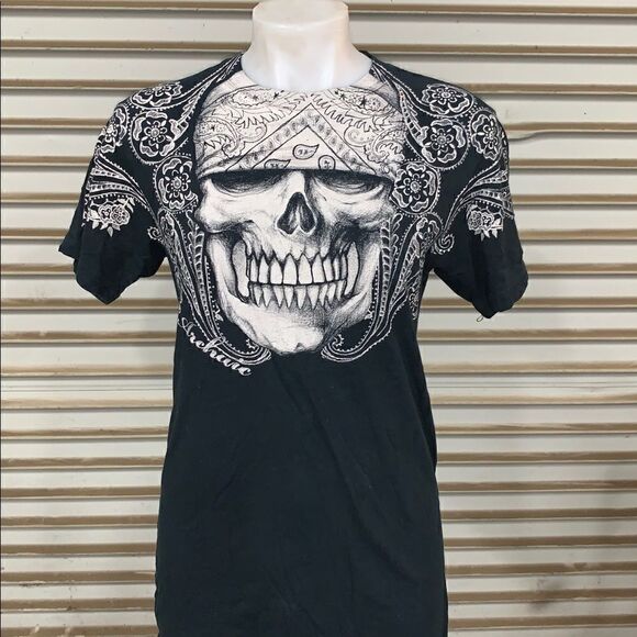 Archaic paisley skull bandana short sleeve t-shirt - Picture 1 of 6